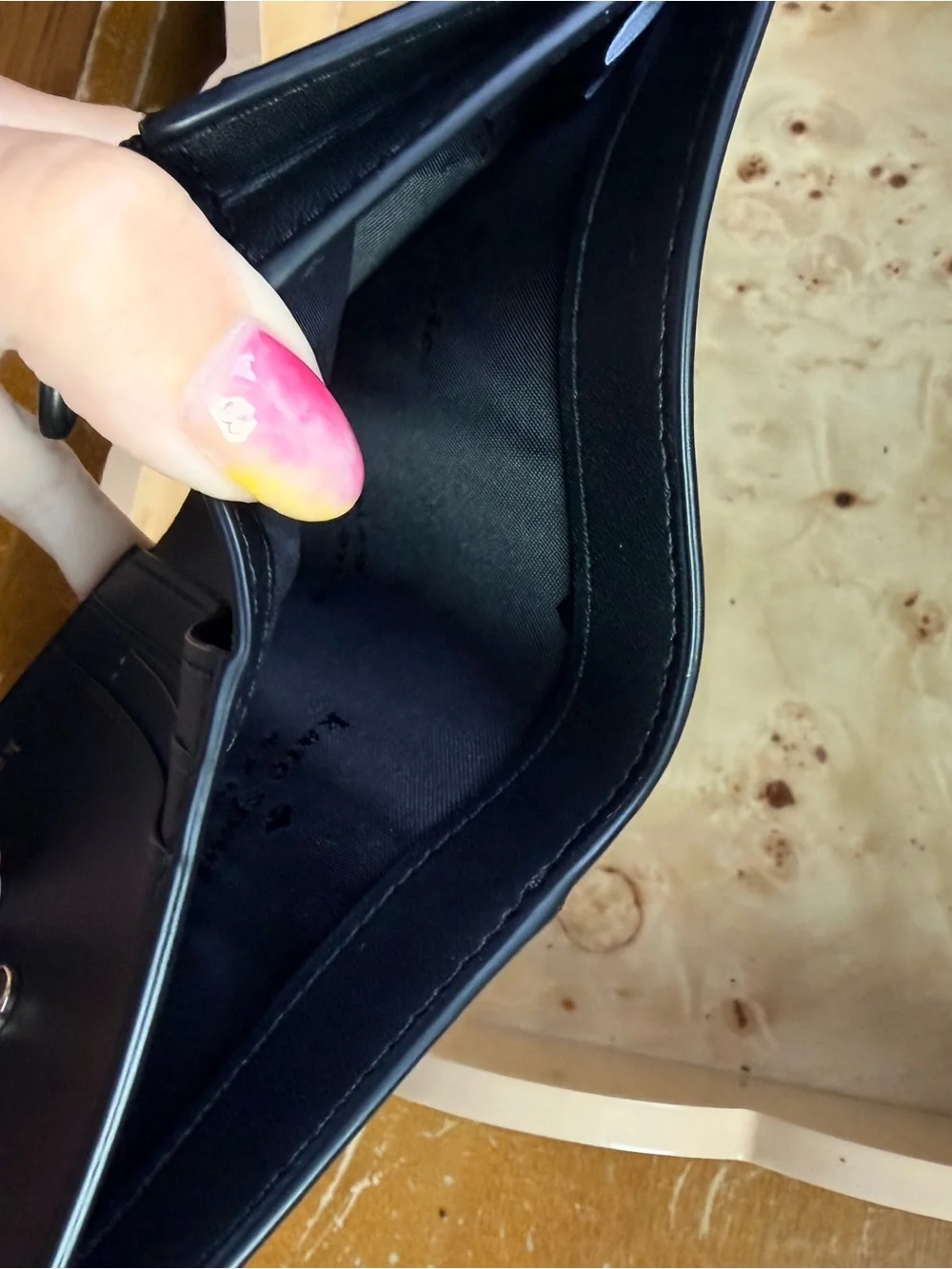 Kate Spade Black Compact Bifold Wallet with Gold Logo